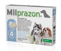 Милпразон для щенков и собак мелких пород 0,5 – 5 кг, 2,5 мг/25 мг, 4 табл., KRKA