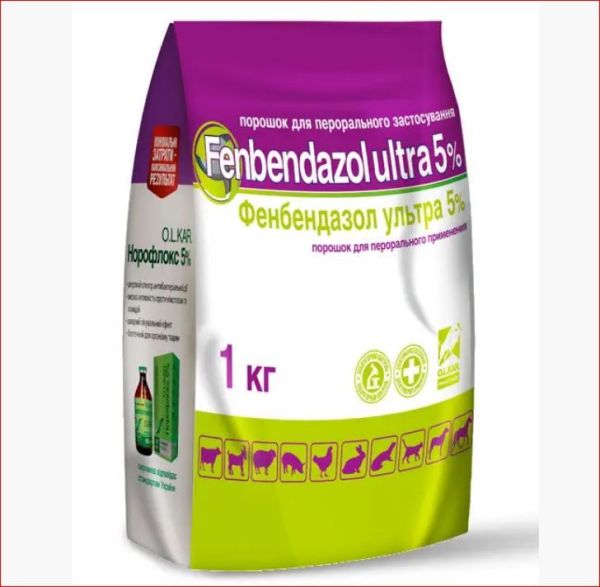 Фенбендазол ультра 5% пор. перор. 1000 г Олка